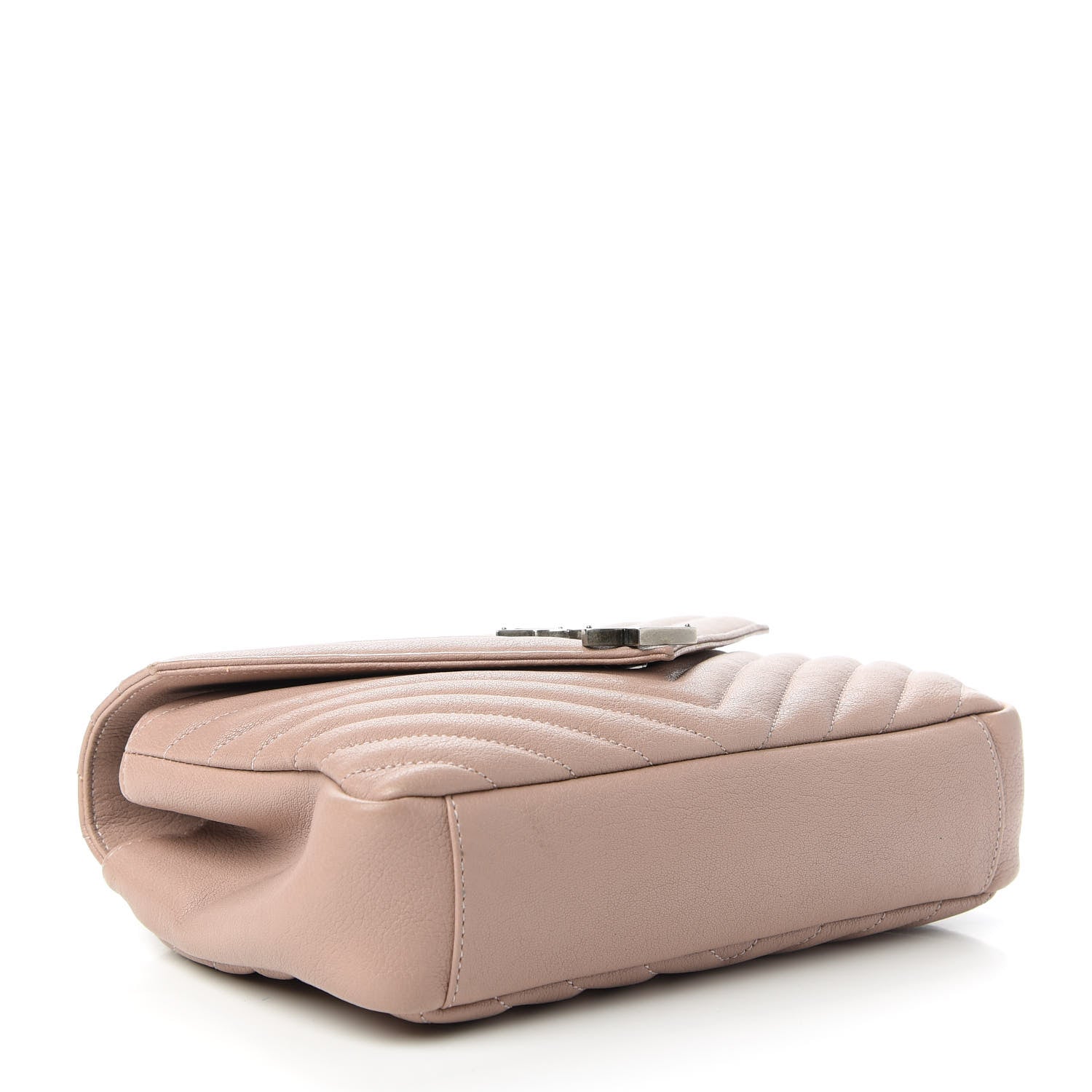Saint Laurent Sheepskin Matelasse Chevron Monogram Medium College Bag Rose Poudre 4 of 10