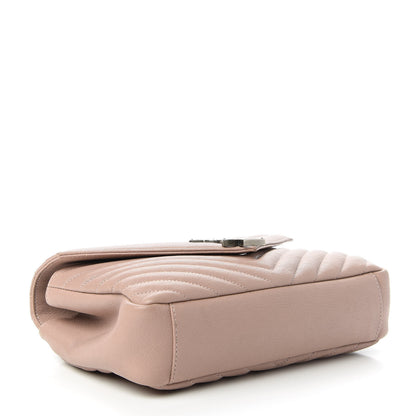 Saint Laurent Sheepskin Matelasse Chevron Monogram Medium College Bag Rose Poudre 4 of 10