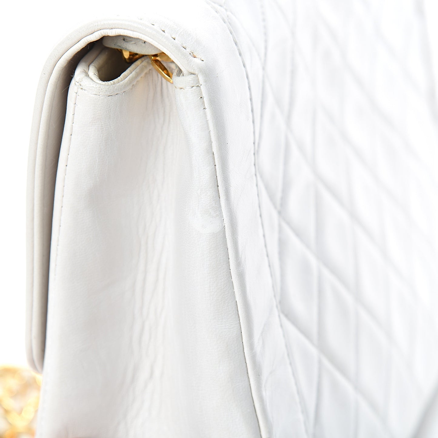 Lambskin Quilted Medium Single Flap White