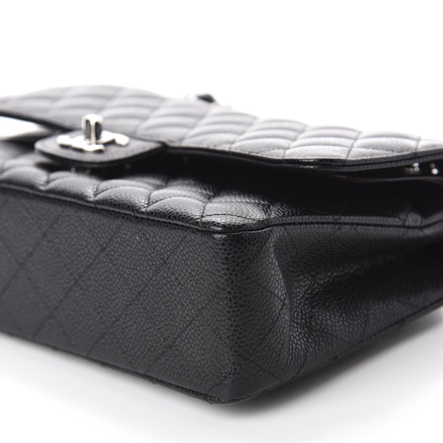 Caviar Quilted Medium Double Flap Black