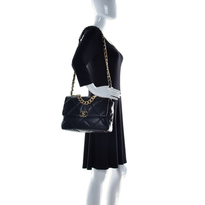 Chanel Shiny Goatskin Quilted Large Chanel 19 Flap Black 3 of 17