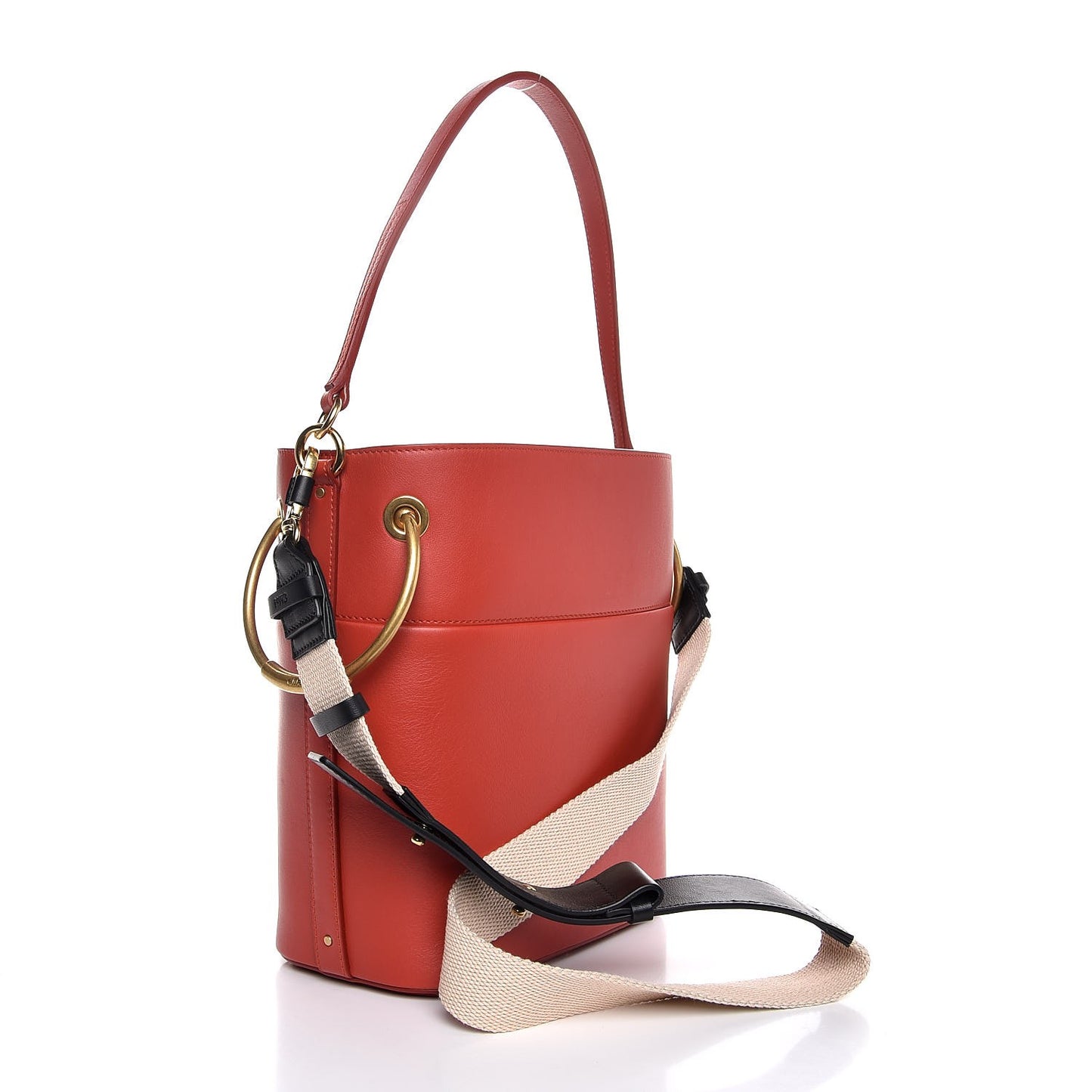 Smooth Calfskin Medium Roy Bucket Bag Earthy Red