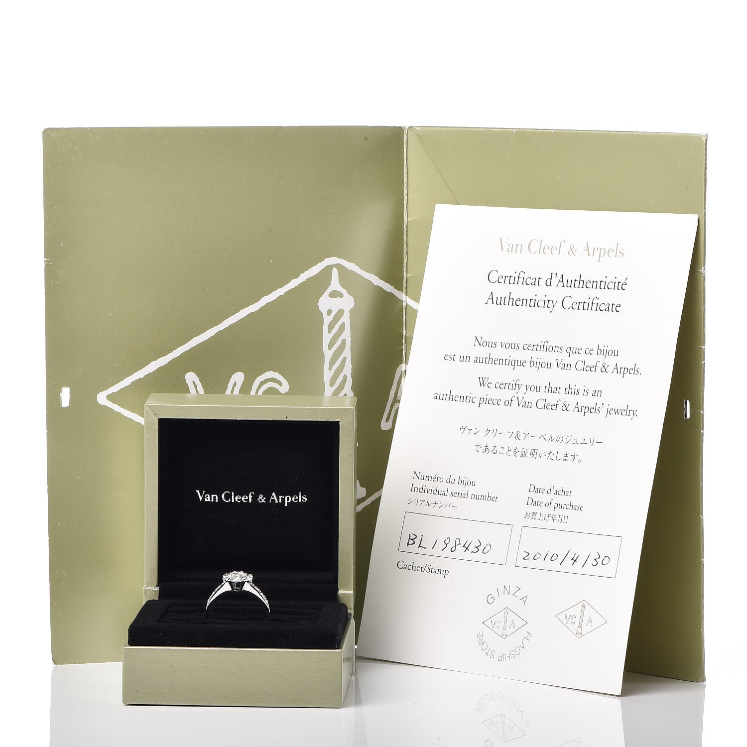Van Cleef & Arpels 18K White Gold Diamond Large Fleurette Ring 49 4.75 7 of 7