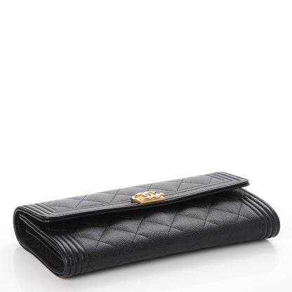 Chanel Caviar Quilted Large Boy Gusset Flap Wallet Black 4 of 9
