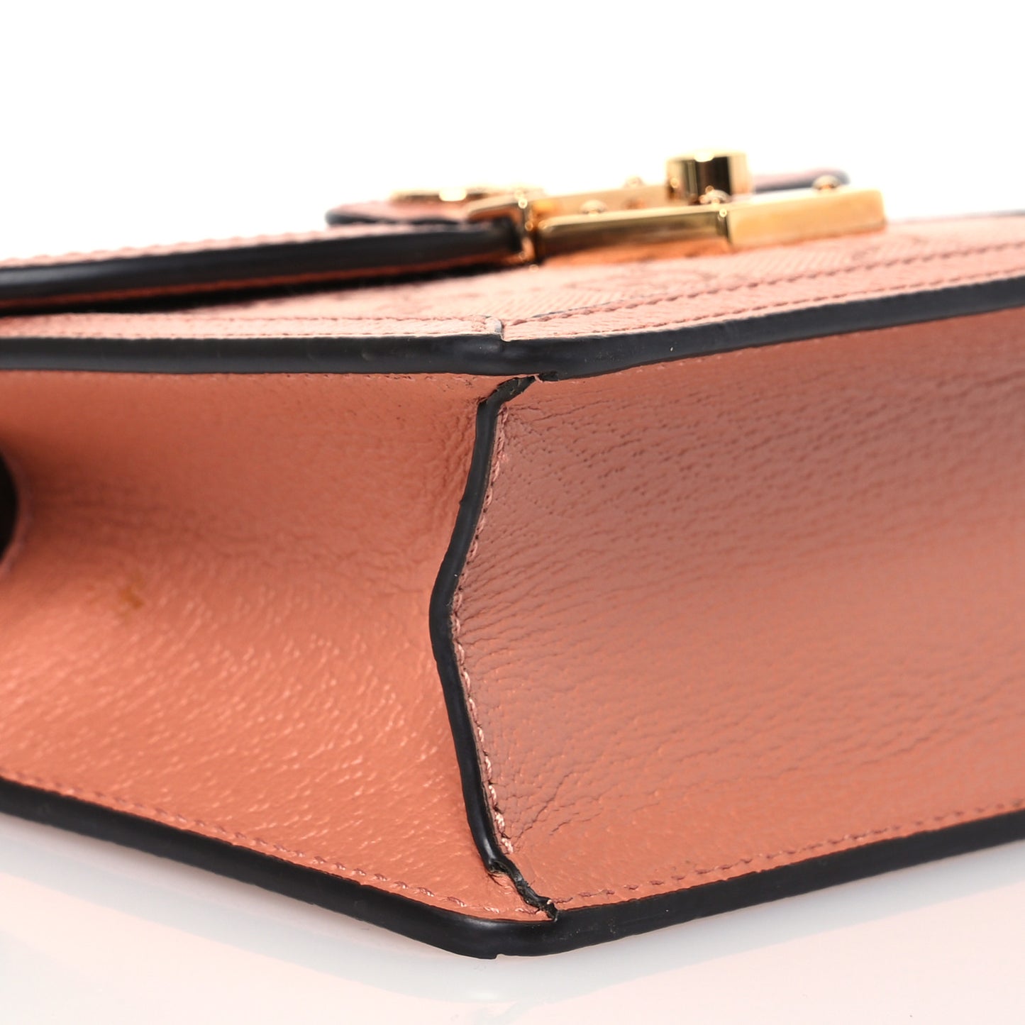 GG Monogram Textured Dollar Calfskin Mini Ophidia Padlock Top Handle Chain Shoulder Bag Cloche Rose Pink