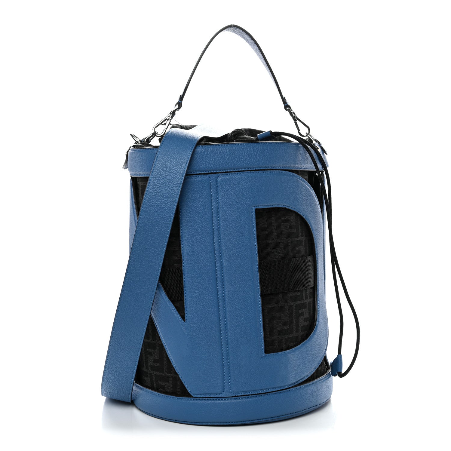 Fendi Jacquard Vitello Logo Bucket Bag Fiordaliso 1 of 10