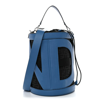 Fendi Jacquard Vitello Logo Bucket Bag Fiordaliso 1 of 10