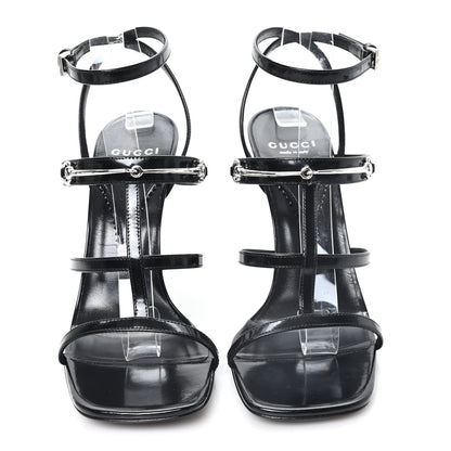 Gucci Nappa Regent Strappy Horsebit Sandals 39 Black 3 of 9
