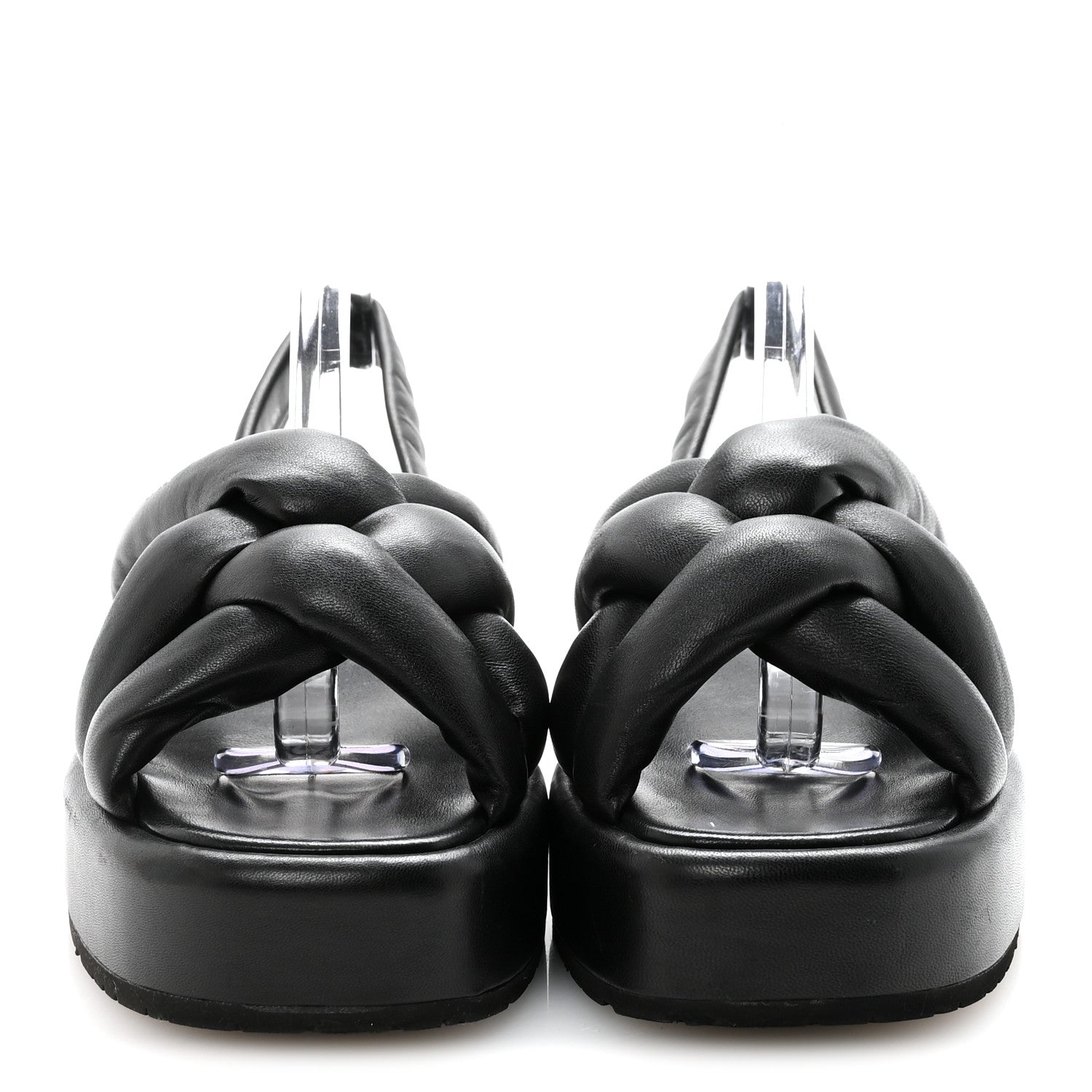 Prada Nappa Padded Blow 20mm Slingback Sandals 37.5 Black 3 of 9