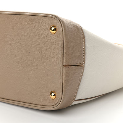 Prada Saffiano Lux Bi-Color Tote Talco Visone 6 of 8