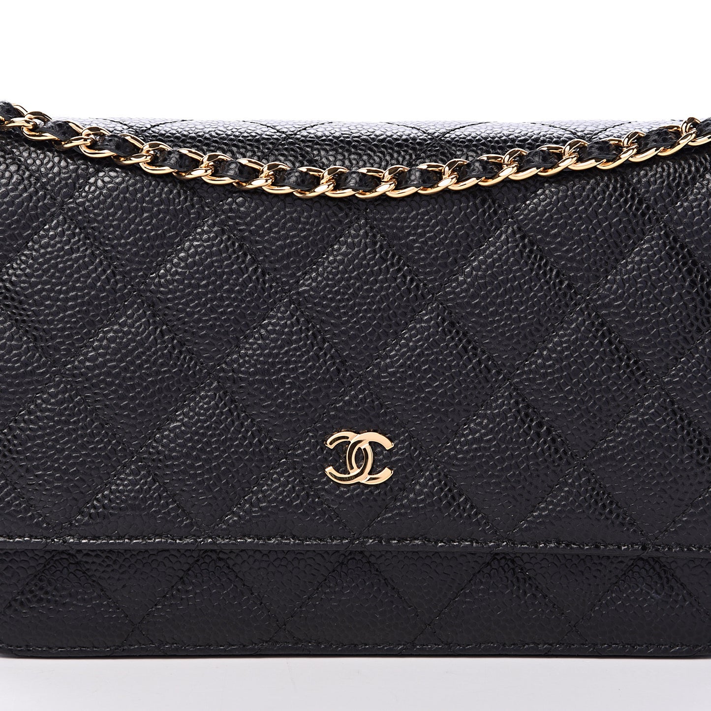 Caviar Quilted Wallet On Chain WOC Black