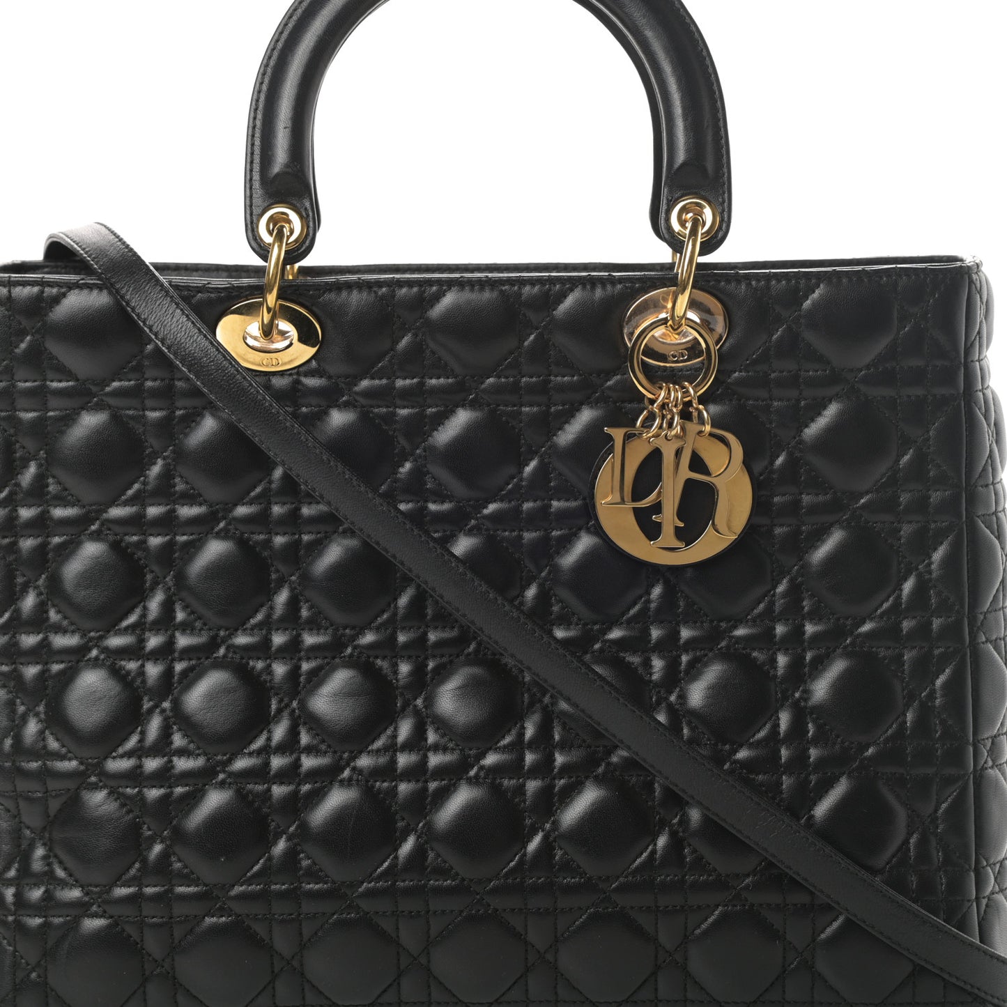 Lambskin Cannage Large Lady Dior Black
