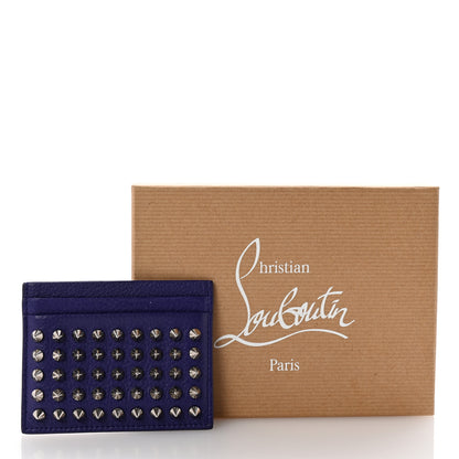 Christian Louboutin Calfskin Paris Spikes Kios Card Holder Purple 10 of 10