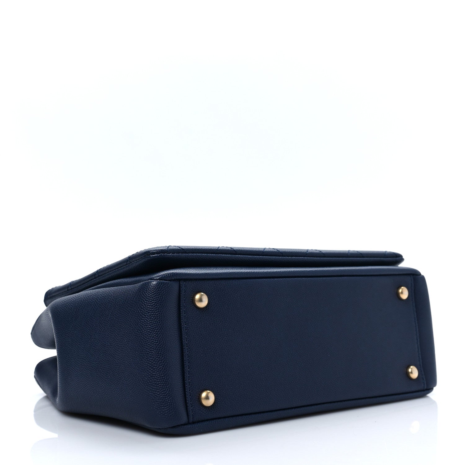 Chanel Grained Calfskin Stitched Small Lady Coco Top Handle Tote Navy 3 of 7