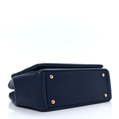 Chanel Grained Calfskin Stitched Small Lady Coco Top Handle Tote Navy 3 of 7