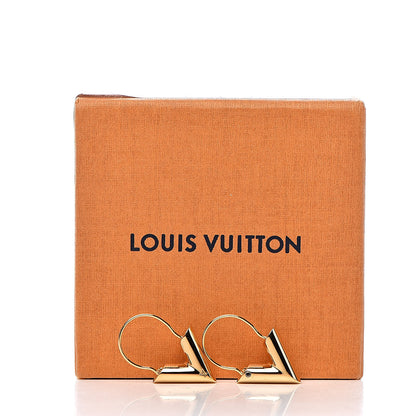 Louis Vuitton Brass Essential V Hoop Earrings Gold 5 of 5