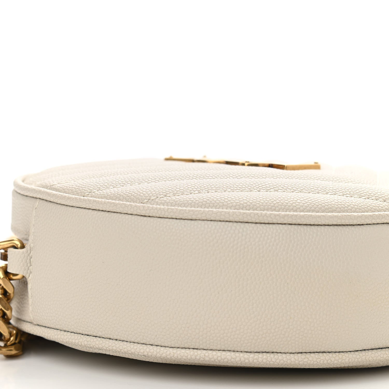 Saint Laurent Grain De Poudre Matelasse Chevron Quilted Round Vinyle Camera Bag Blanc Vintage 9 of 10