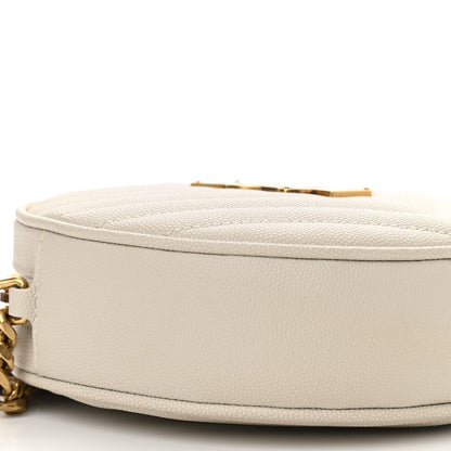 Saint Laurent Grain De Poudre Matelasse Chevron Quilted Round Vinyle Camera Bag Blanc Vintage 9 of 10