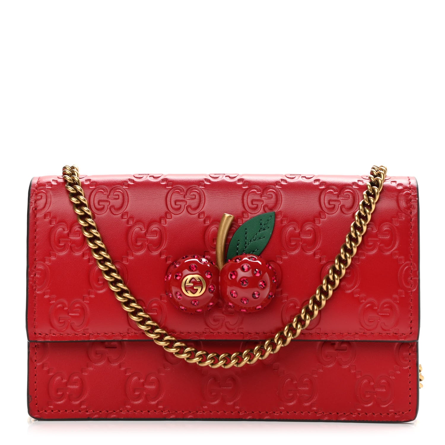 Gucci Guccissima Mini Cherry Chain Bag Hibiscus Red 1 of 9