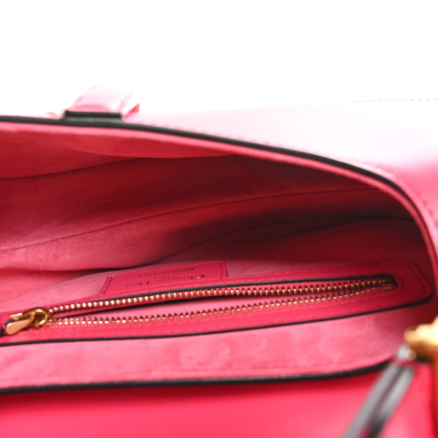Smooth Calfskin Saddle Bag With Strap Fuchsia
