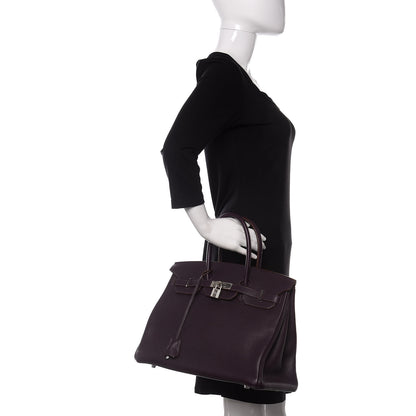 Hermes Taurillon Clemence Birkin 35 Raisin 2 of 11