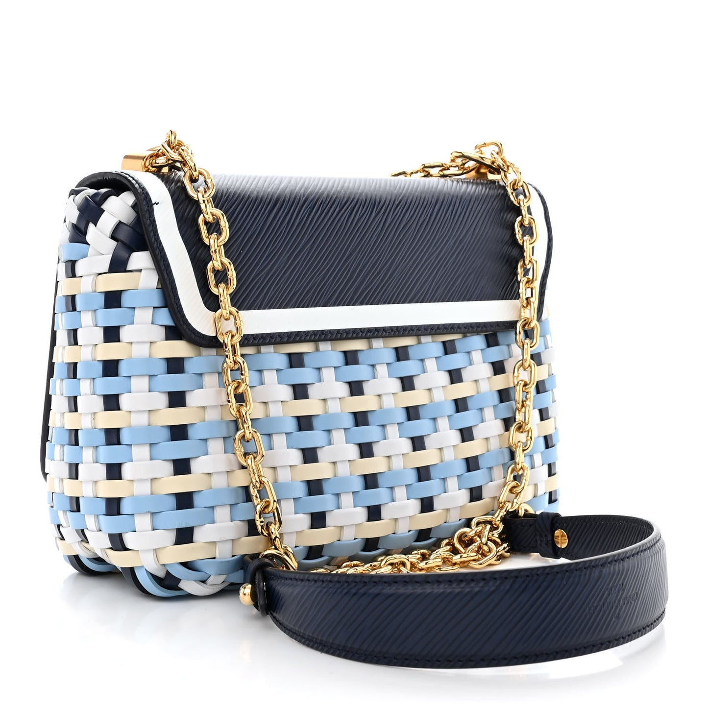 Epi Guinguette Twist Shoulder Bag MM Indigo Blue