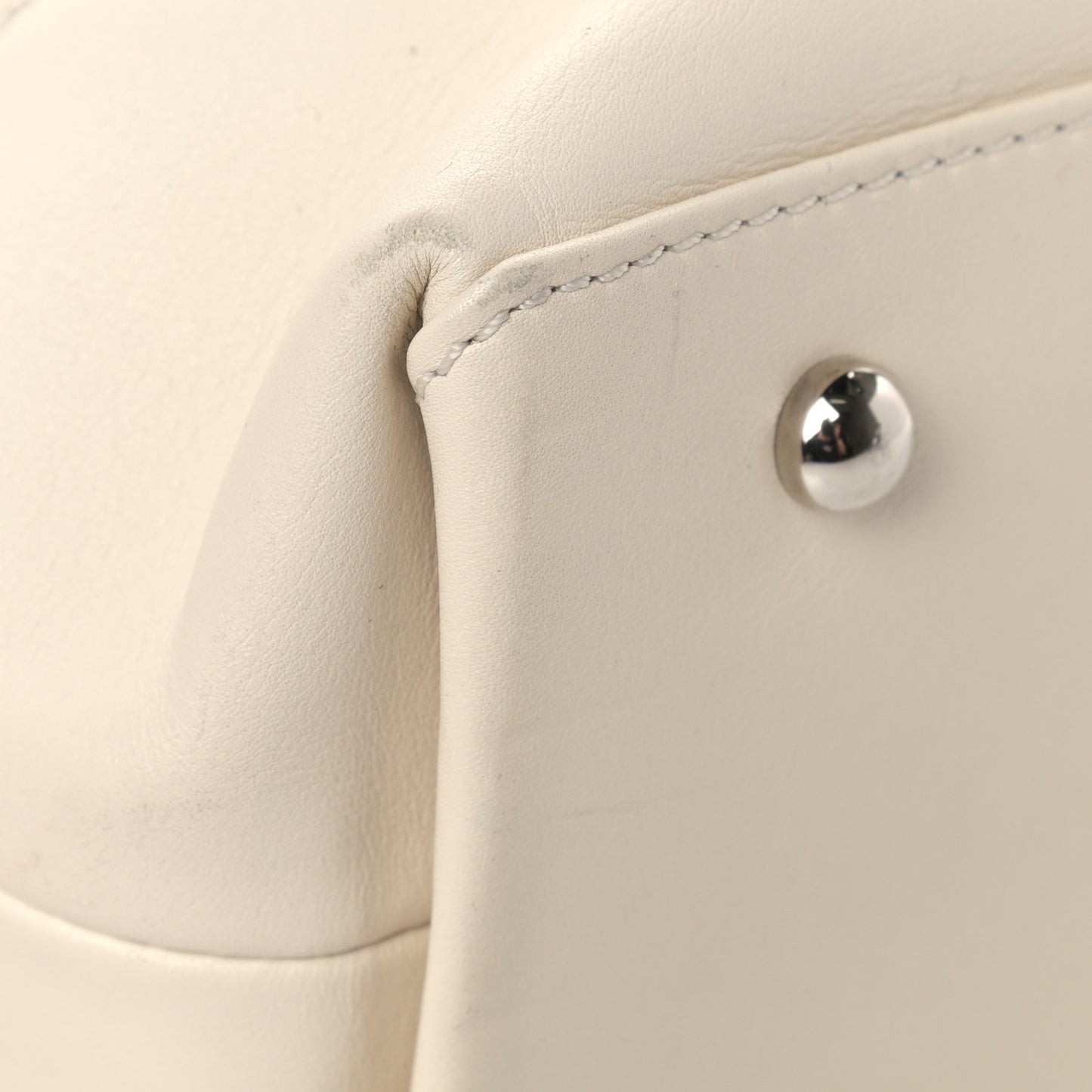 Aged Calfskin Quilted Be CC Tote Dark White