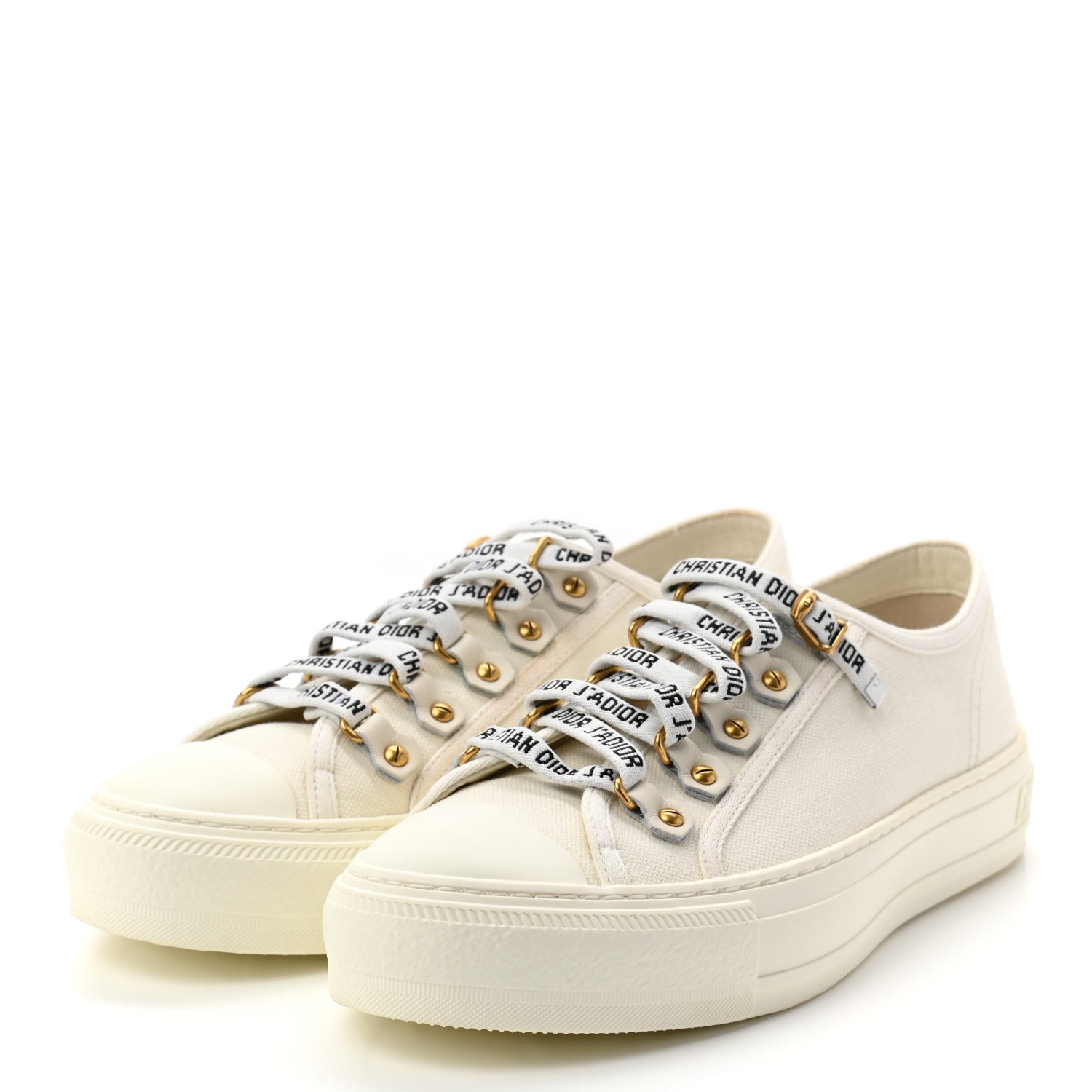 Christian Dior Canvas Dot Walk'N'Dior Low Top Sneakers 37.5 Milk 3 of 8