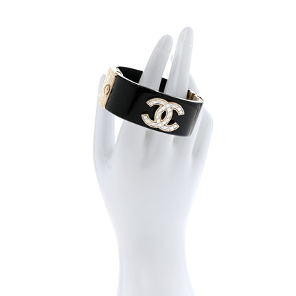 Chanel Resin Metal Quilted CC Cuff Black Gold 2 of 5