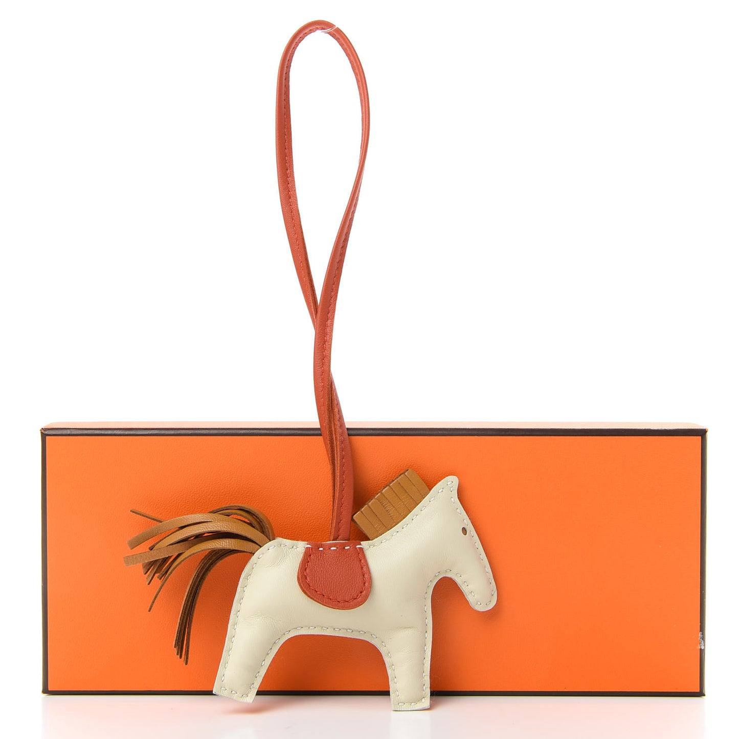 Milo Lambskin Grigri Rodeo Horse Bag Charm PM Craie Sesame Cornaline