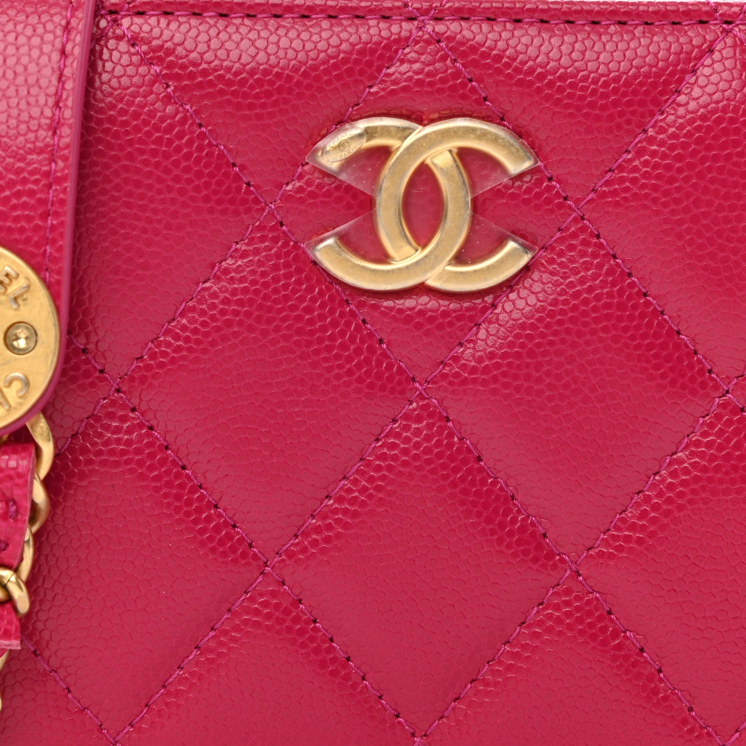 Chanel Caviar Quilted Twist Your Buttons Clutch With Chain Fuchsia 8 of 11