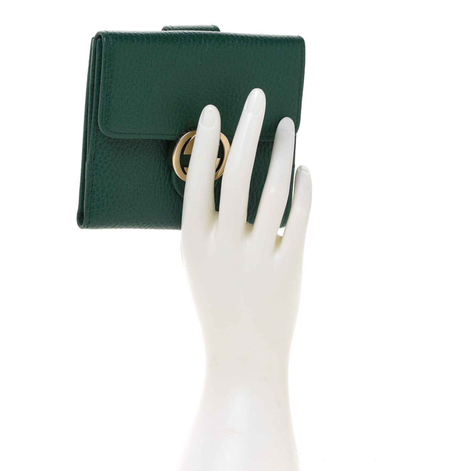 Gucci Dollar Calfskin Interlocking G French Wallet Emerald 2 of 9