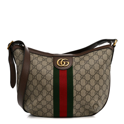 Gucci GG Supreme Monogram Web Small Ophidia Half Moon Hobo Brown 1 of 10