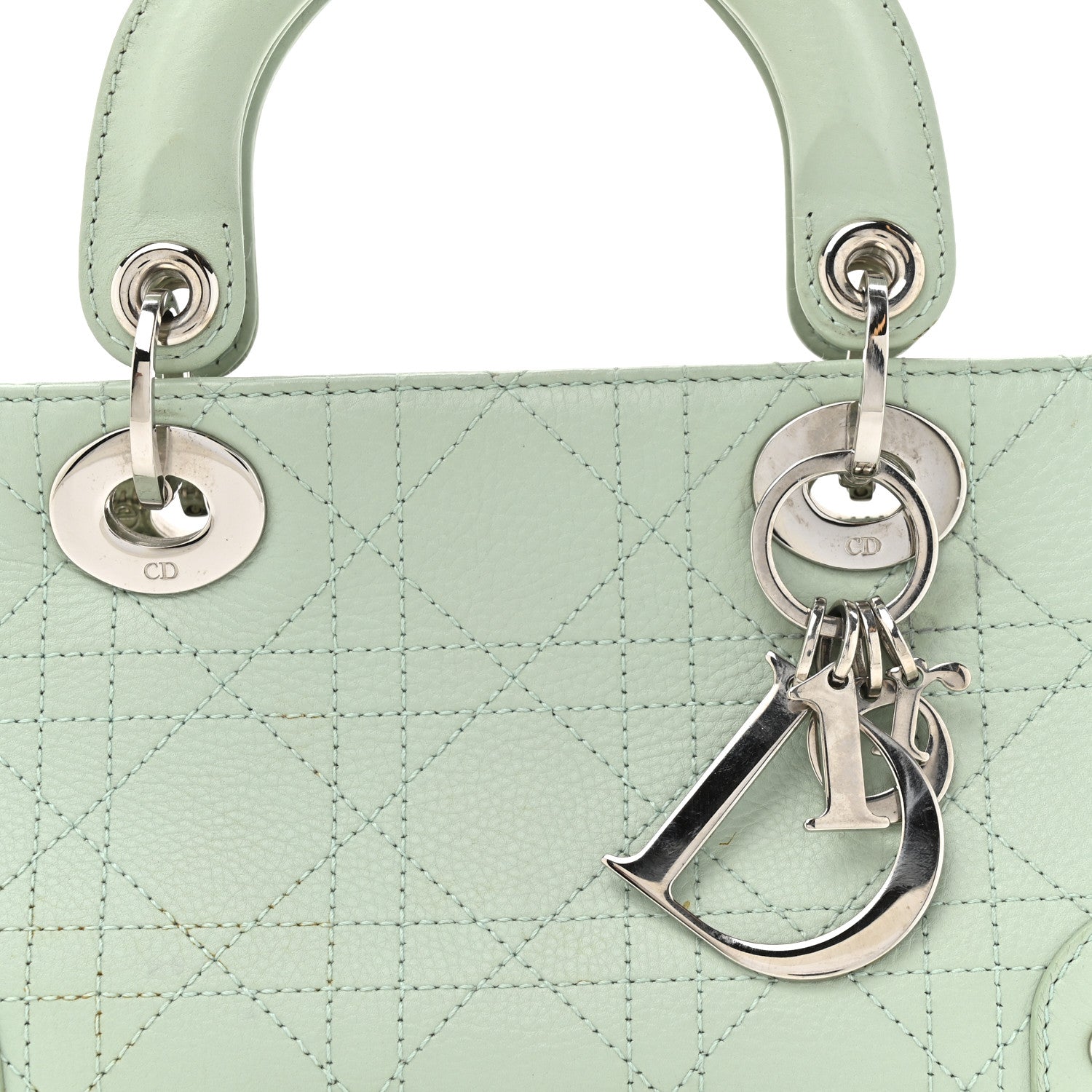 Christian Dior Calfskin Cannage Stitched Small East West Lady Dior Mint Green 8 of 15