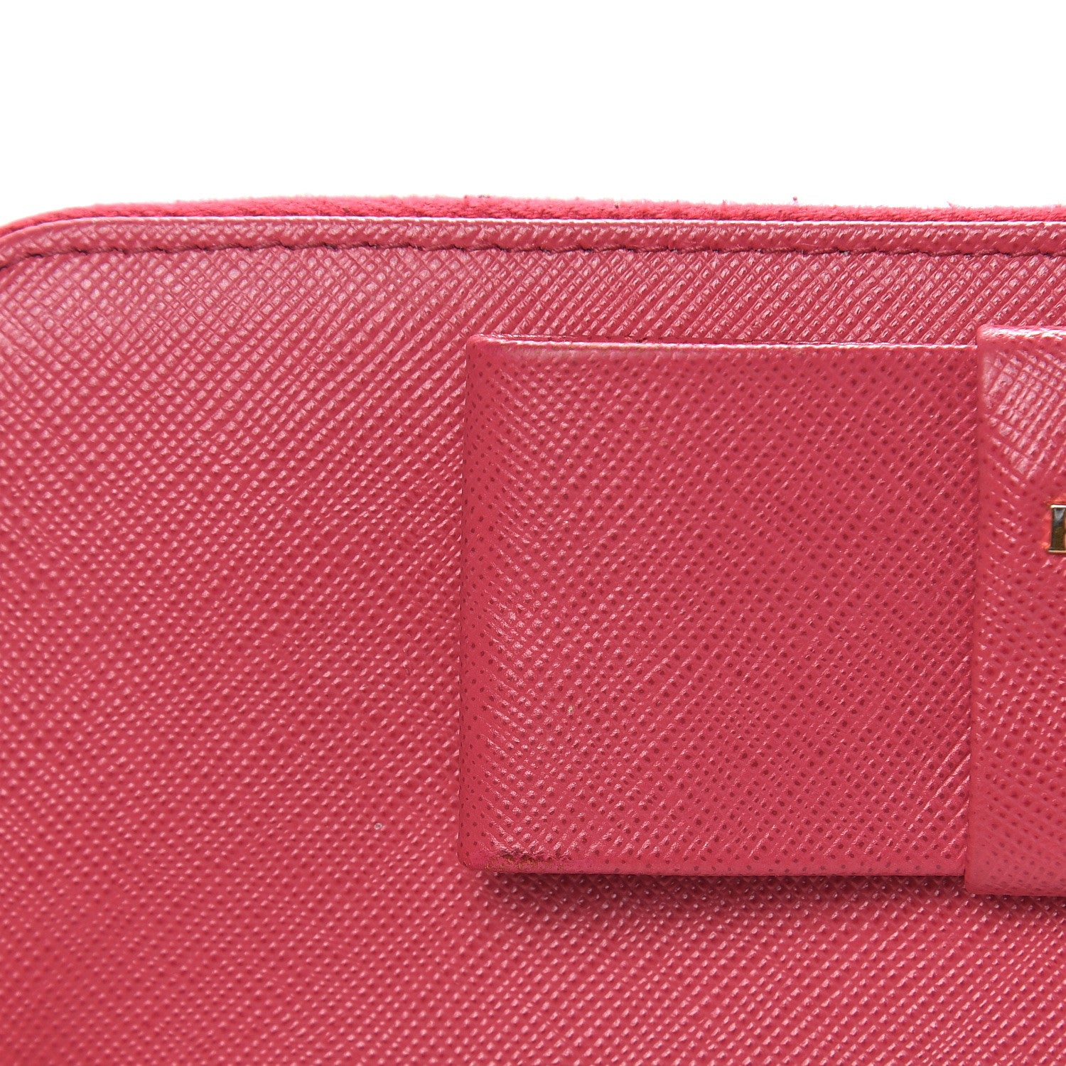 Prada Saffiano Fiocco Bow Zip Around Wallet Peonia 9 of 11