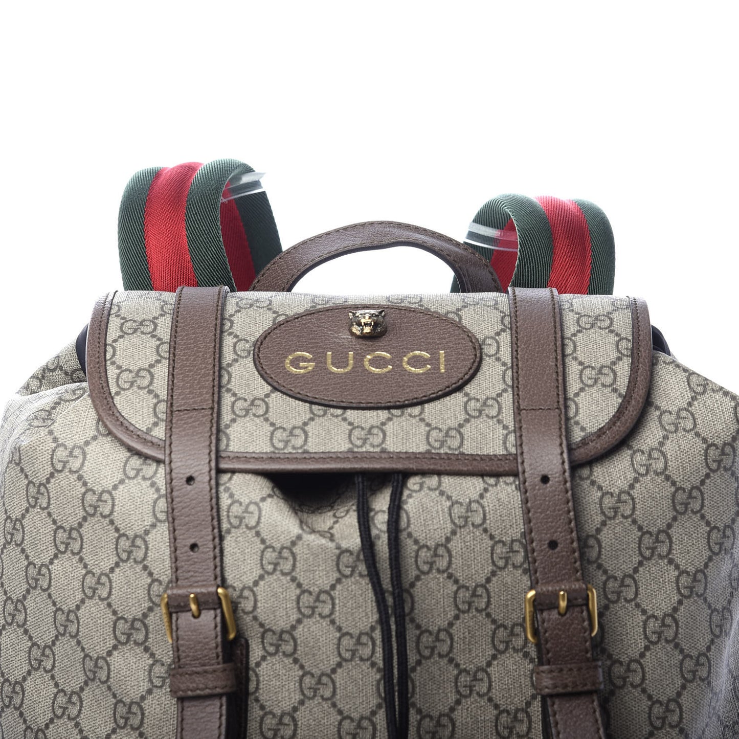 Soft GG Supreme Monogram Neo Vintage Double Buckle Backpack Beige New Acero Crop