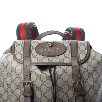 Gucci Soft GG Supreme Monogram Neo Vintage Double Buckle Backpack Beige New Acero Crop 10 of 11