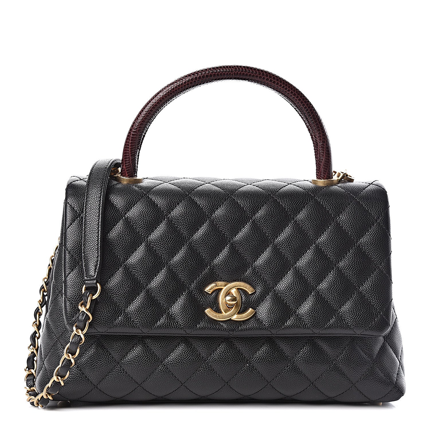 Chanel Caviar Lizard Quilted Small Coco Handle Flap Black 1 of 11