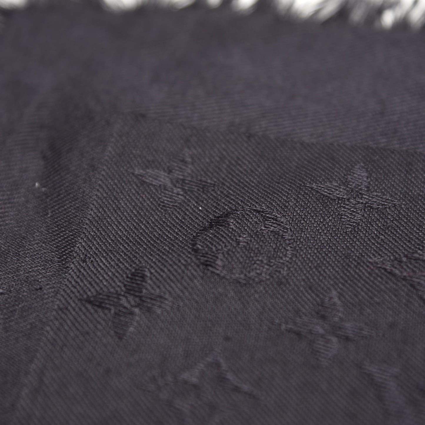 Wool Silk Monogram Shawl Black