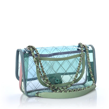 Chanel Lambskin PVC Quilted Medium Coco Splash Flap Blue Green 3 of 9