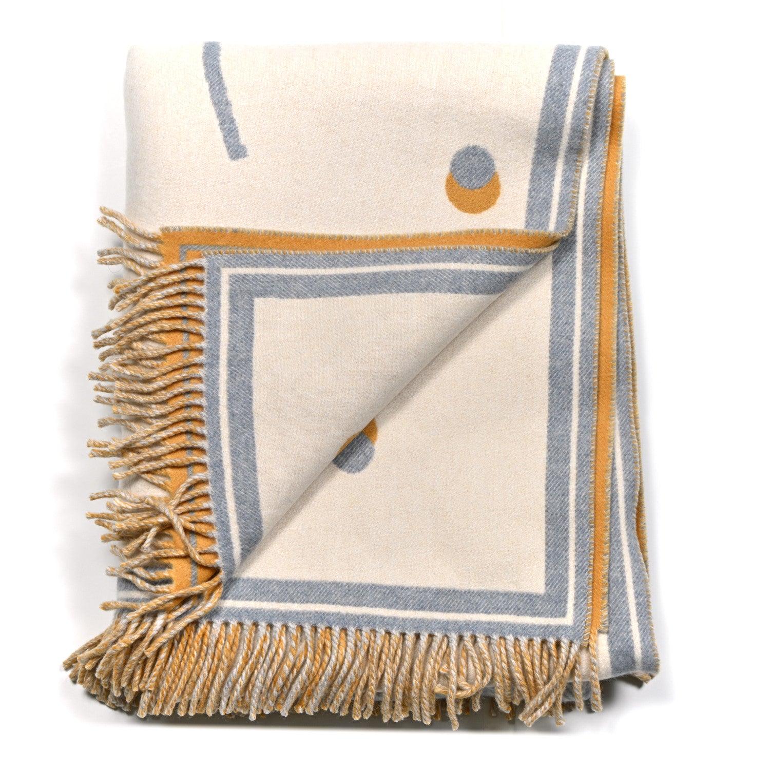 Hermes Merinos Wool Cashmere Cheval Cabriolet Blanket Galet 2 of 3