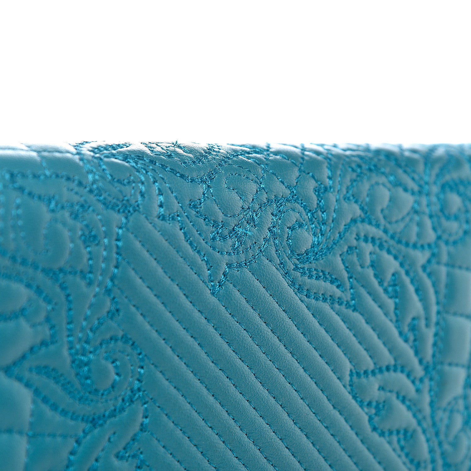 Versace Nappa Barocco Quilted Chain Clutch Blue 9 of 10