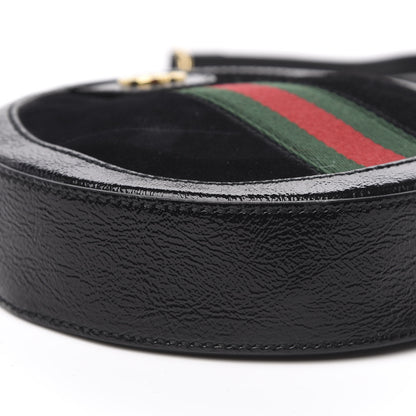 Gucci Suede Patent Web Mini Ophidia Round Shoulder Bag Black 9 of 11