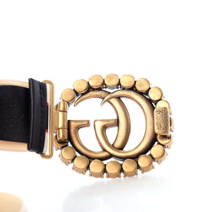 Gucci Jacquard Crystal Stripe Double G Belt 95 38 White 4 of 6