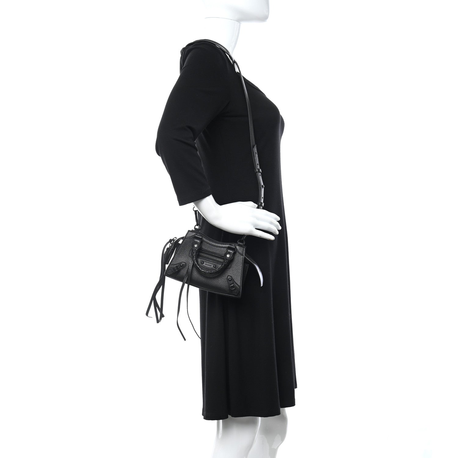 Balenciaga Grained Calfskin Neo Classic Black Hardware Nano City Crossbody Black 2 of 9