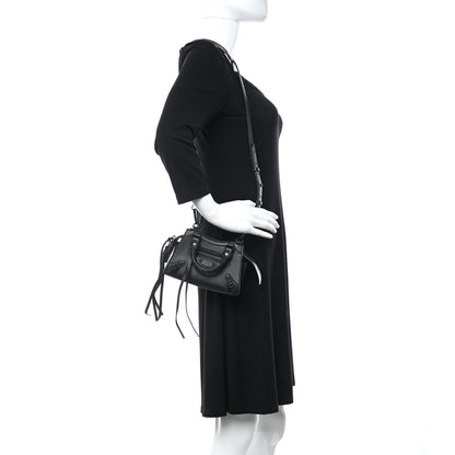 Balenciaga Grained Calfskin Neo Classic Black Hardware Nano City Crossbody Black 2 of 9