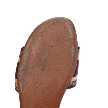 Christian Dior Canvas Embroidered Dway Mules Slide Sandals 40 Burgundy 14 of 16