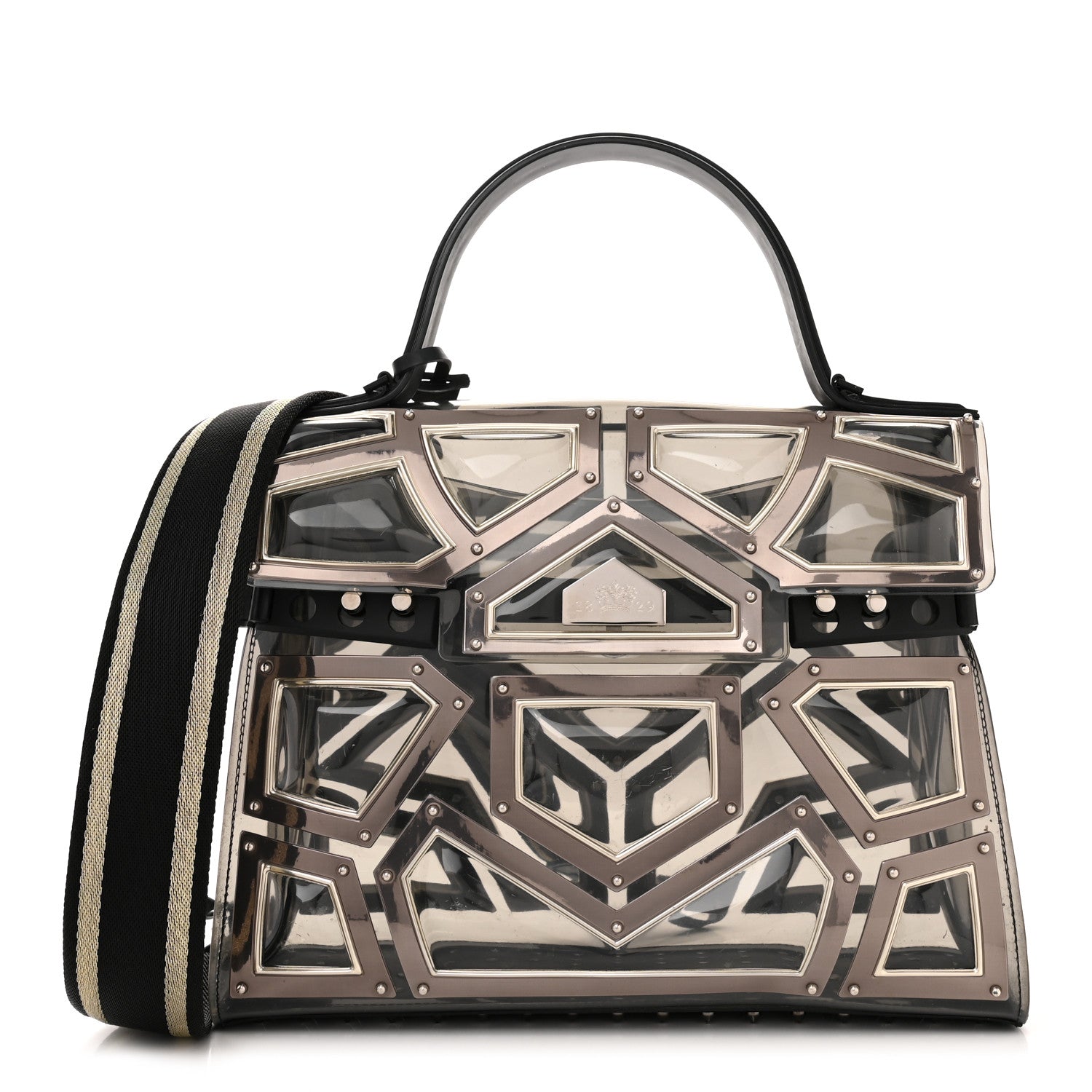 Delvaux Vinyl Gladiator Tempete Satchel Antique Silver Gold 1 of 10