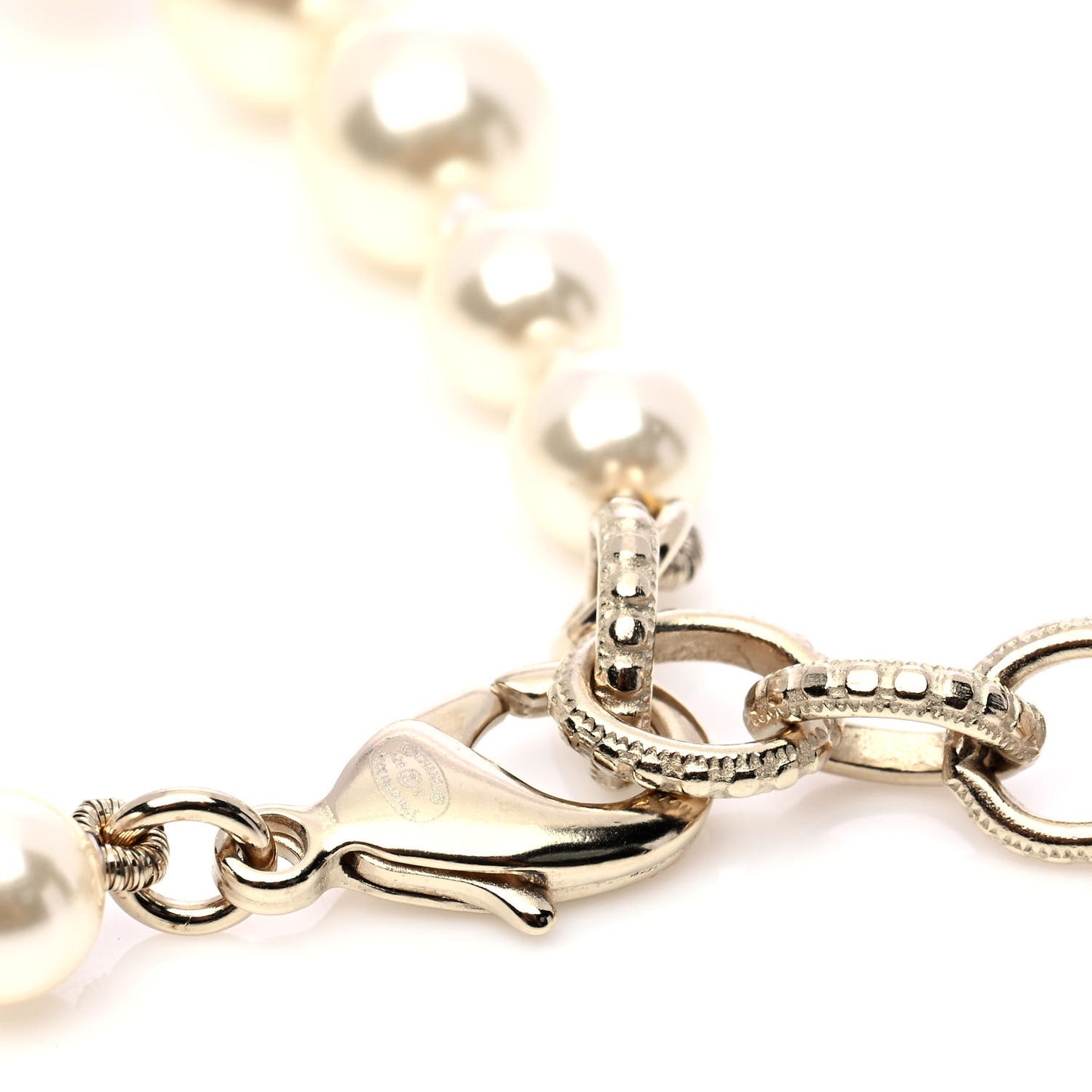 Graduated Pearl Crystal CC Bracelet Gold