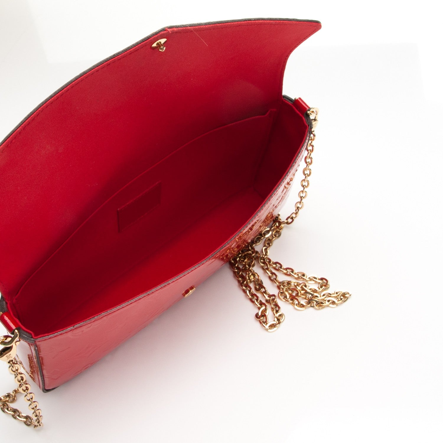 Louis Vuitton Vernis Felicie Pochette Chain Wallet Cherry 5 of 8